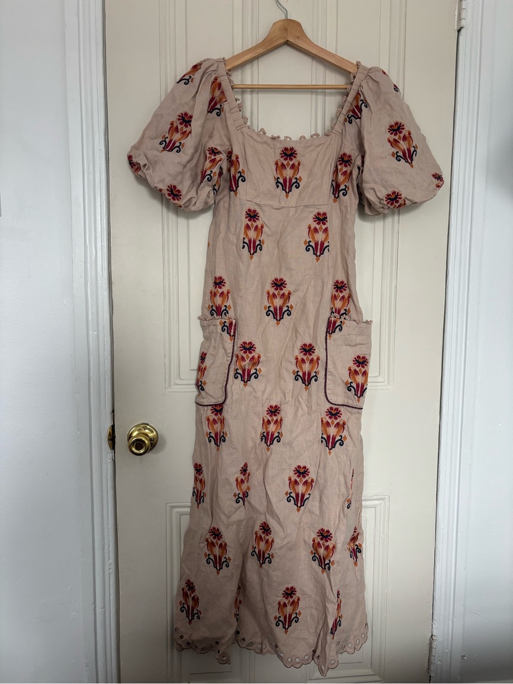 Farm Rio Rose Embroidered Macaw Dress